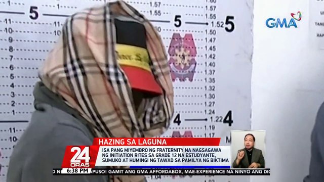 Isa pang miyembro ng fraternity na nagsagawa ng initiation rites sa grade 12 na estudyante, sumuko at humingi ng tawad sa pamilya ng biktima | 24 Oras