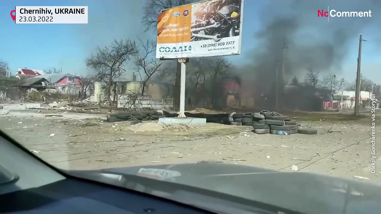 Chernihiv Mayor drives through damaged city
