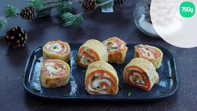 Roulés d'omelette et de saumon fumé