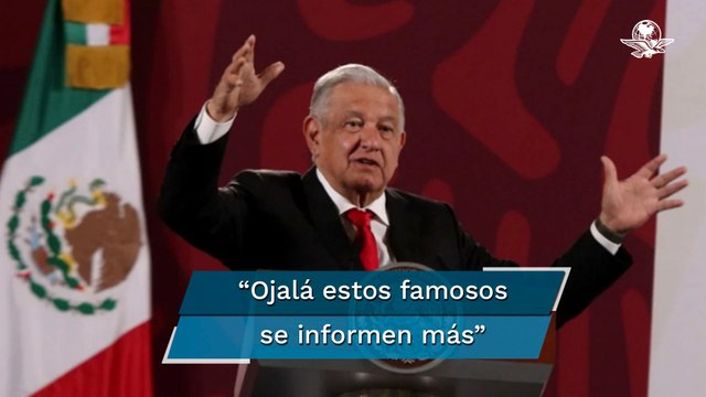Afirma AMLO que Derbez y famosos fueron utilizados para campaña contra Tren Maya