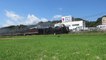 Japanese “Lady” steam locomotive C57-1 on the Yamaguchi line close to the Otoshi station 山口線のC57形1号はSL急行「やまぐち号」と一緒に大歳にあります