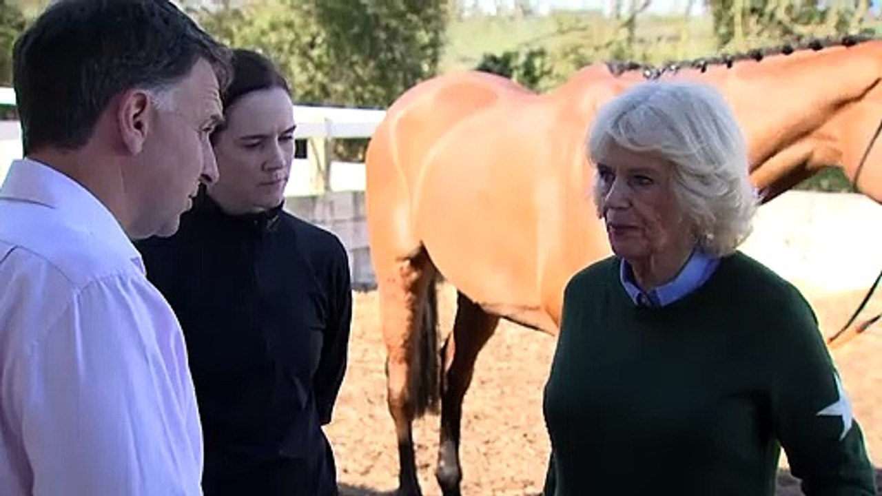 Camilla meets jockey Rachael Blackmore at Waterford stables video