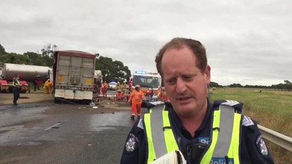 WARRNAMBOOL STANDARD truck collision closes princes hwy