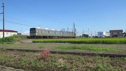 Japanese electric multiple unit on the Chichibu main line near Nagata station 秩父本線埼玉県深谷市永田駅。7902号編成、普通列車1519