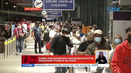 Ilang pasaherong magbabakasyon, maagang pumila sa NAIA | UB