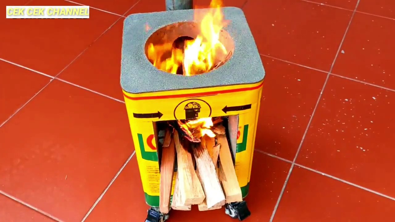 TUNGKU KAYU BAKAR TANPA ASAP DARI SEMEN DAN KALENG|| how to make firewood stove