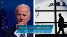 Aerolíneas de EU piden a Biden que levante los requisitos Covid para volar