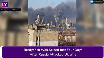 Ukraine Navy Says It Scored Direct Hit On Russian Alligator-Class Landing Ship Orsk In Berdyansk