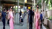 Kangana Ranaut Mumbai Airport पर हुईं स्पॉट, Pink Saree में दिखीं बेहद खूबसूरत | FilmiBeat