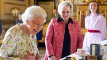 The Queen sipped a glass of wine as she welcomed guests to Windsor Castle