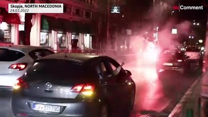 North Macedonia fans go crazy after historic victory against Italy