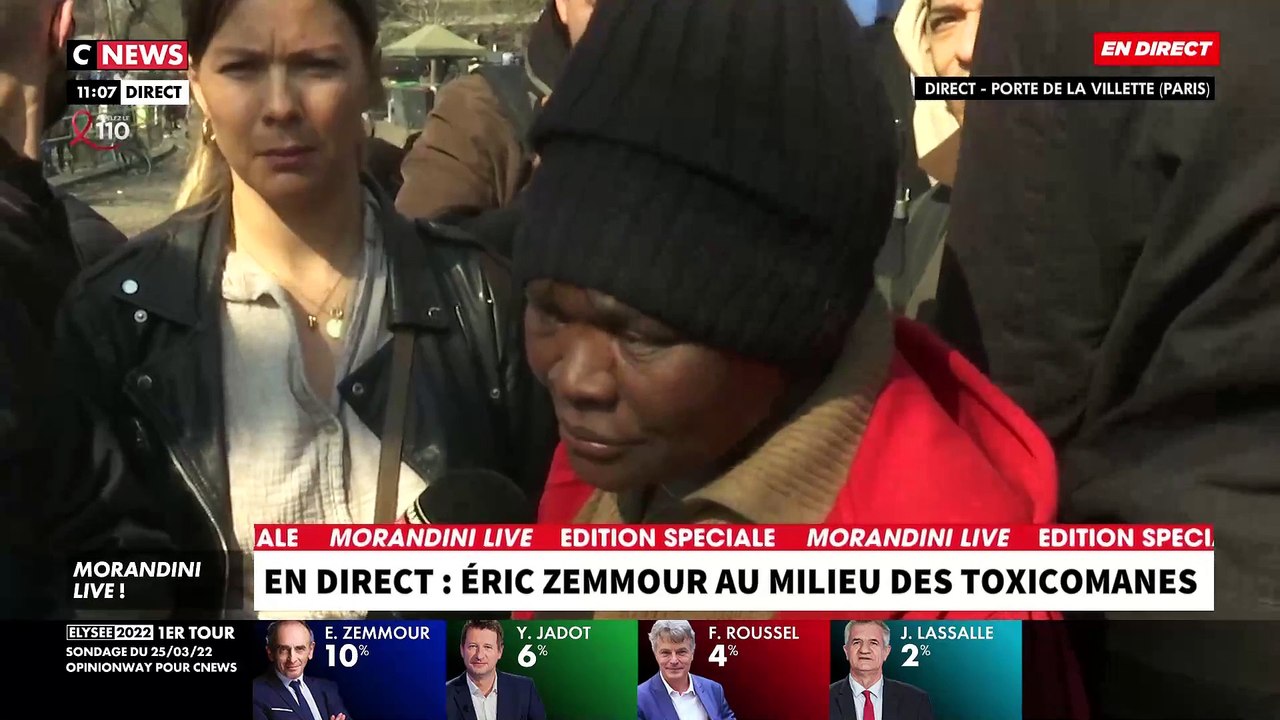 "Morandini Live" en direct de la porte de La Villette  - Face à face entre Eric Zemmour et une toxicomane: "Il faut soigner votre addiction" - VIDEO