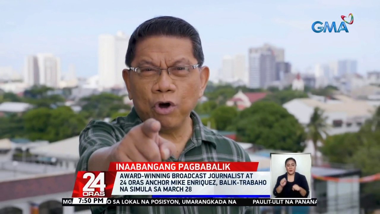 Award-winning broadcast journalist at 24 Oras anchor Mike Enriquez, balik-trabaho na simula sa March 28 | 24 Oras