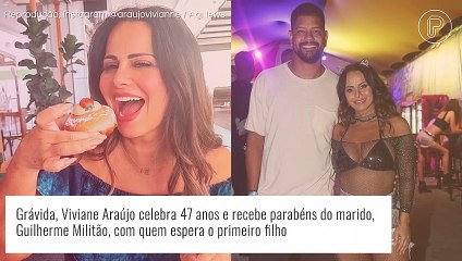 Grávida, Viviane Araújo completa 47 anos, é homenageada pelo marido e detalhe rouba a cena