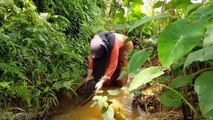 Janda desa keturunan Tionghoa! Baru kali ini berburu ikan di sungai kecil