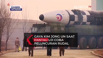 Gaya Kim Jong Un Pakai Jaket Kulit dan Kacamata Hitam Pantau Uji Coba Peluncuran Rudal Baru