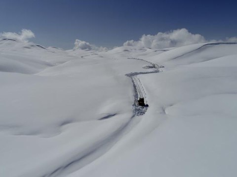 Kar kaplanları ilkbaharda insan boyunu aşan karla mücadele ediyor