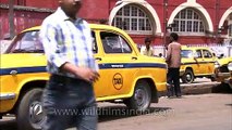 Taxis waiting for passengers outside Howrah railway station