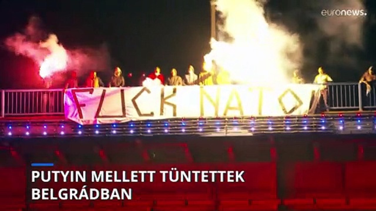 Putyin ukrajnai inváziója mellett tüntettek nacionalisták Belgrádban