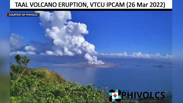 Taal Volcano phreatomagmatic eruption as seen from Cuenca
