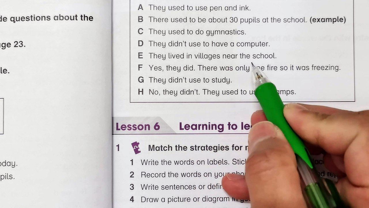Year 6 Academy Stars Workbook Answer Page 22-23Unit 2 Life in the pastLesson 5 Exam practice