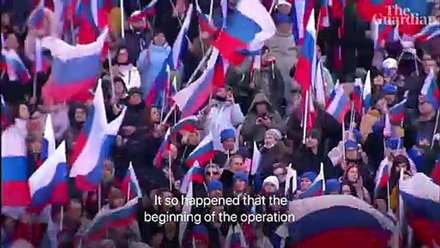 Russian state TV cuts away from Putin at pro-Russia rally