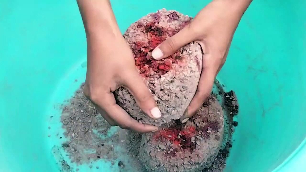 Gritty White Concrete Red Dirt Sand Cement Dry Water Crumbles Cr: Sand Clay ASMR❤