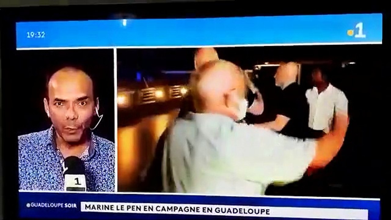 Les images de Marine Le Pen violement bousculée en Guadeloupe en pleine émission et évacuée par ses services de sécurité alors que des "militants d'extrême gauche" veulent s'en prendre à elle