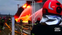 Lviv’de vurulan yakıt deposu yangın sonrası görüntülendi