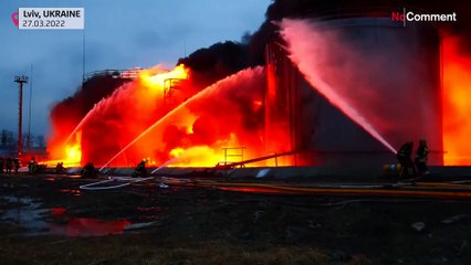 Firefighters battle huge blaze at Lviv oil facility