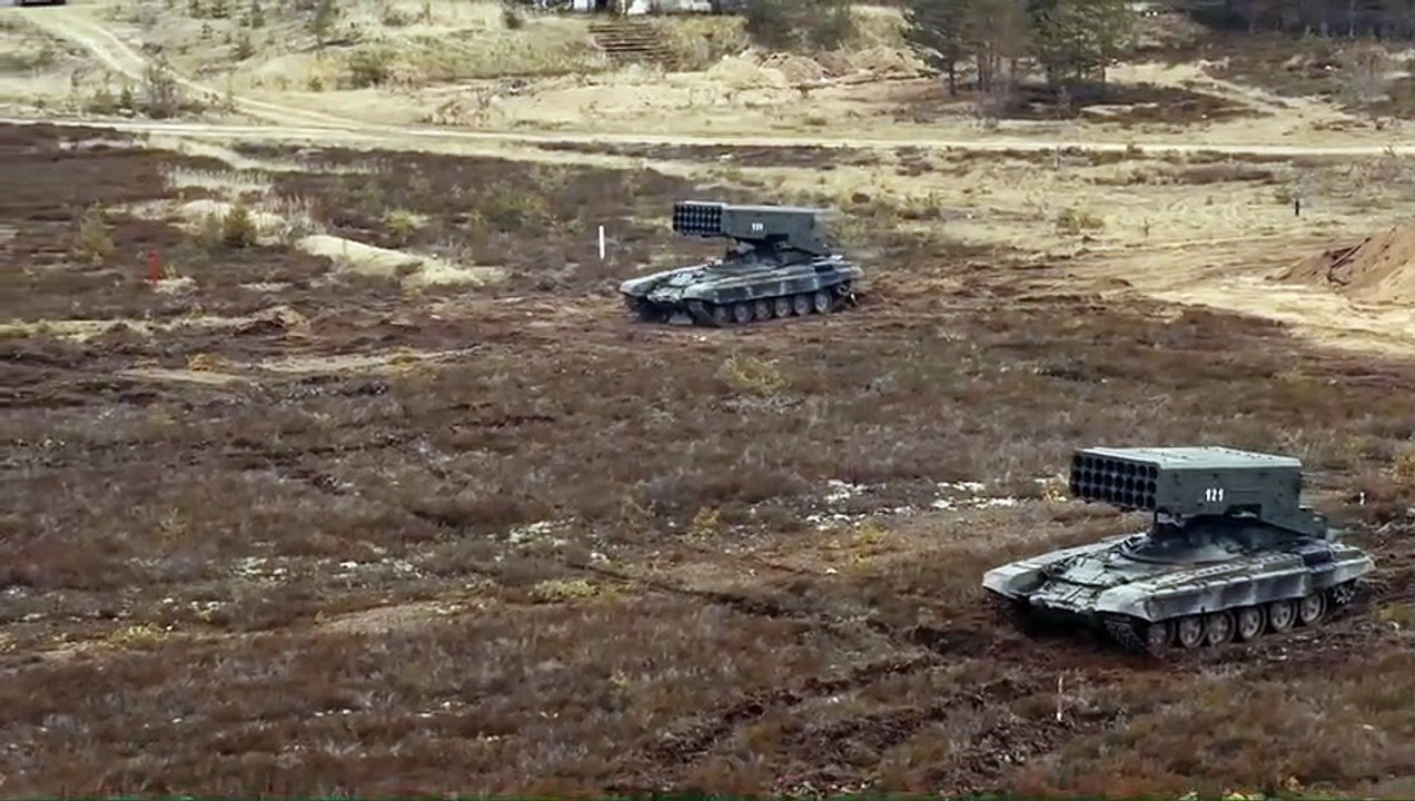 TOS-1A Heavy Flamethrower System Combat firing _Sun_ in the Leningrad region
