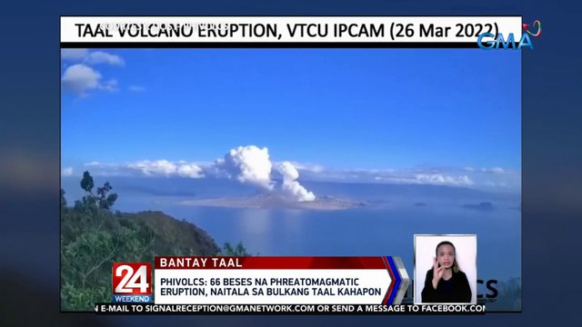 PHIVOLCS: 66 beses na phreatomagmatic eruption, naitala sa Bulkang Taal kahapon | 24 Oras Weekend