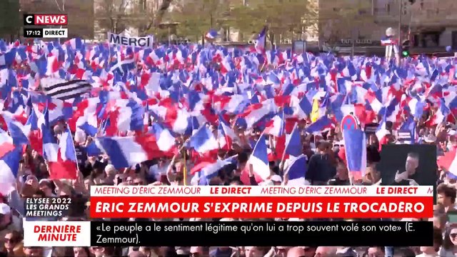 Regardez les 5 dernières minutes du meeting d'Eric Zemmour durant lesquelles le candidat s'enflamme face à une foule de plusieurs dizaines de milliers de personnes