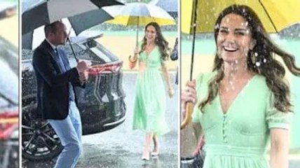 « Nous avons apporté le temps avec nous ! » William et Kate combattent une pluie torrentielle à l'éc