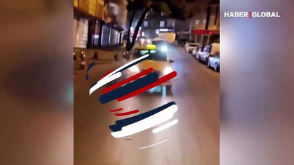 Eyüpsultan'da bir taksici yolda drift yaparak ilerledi