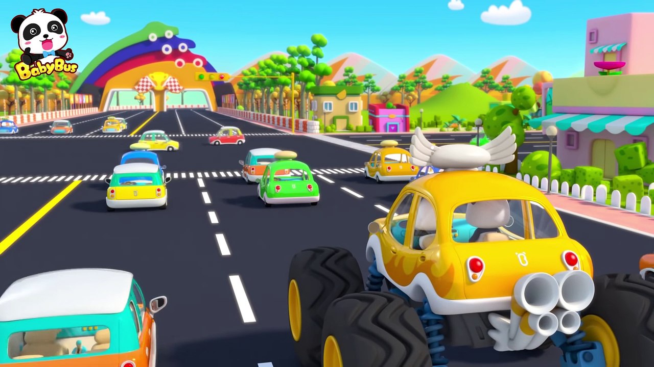 Baby Panda's Monster Truck Race | Monster Car Song | Nursery Rhymes | Kids Song | Baby Song |BabyBus