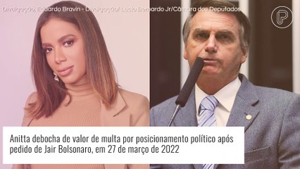 Anitta debocha de multa por posicionamento político no Lollapalooza: 'R$ 50 mil? Menos uma bolsa'