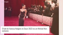 Oscar 2022: Vanessa Hudgens alia vestido preto com recorte e paetês a joias com esmeraldas. Fotos!