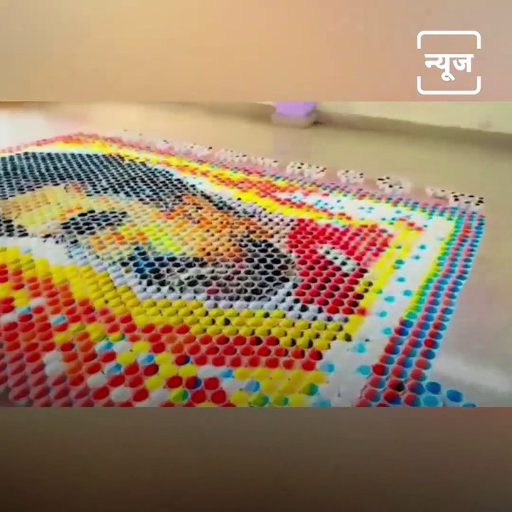 Vijayawada - Artists Creates RRR Actor's Face Portrait With 15,000 Cups