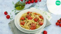 Linguine aux tomates cerises confites, origan et pecorino