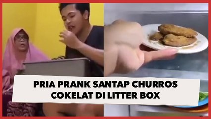 Viral Pria Prank Santap Churros Cokelat di Litter Box, Reaksi Emak Jadi Sorotan