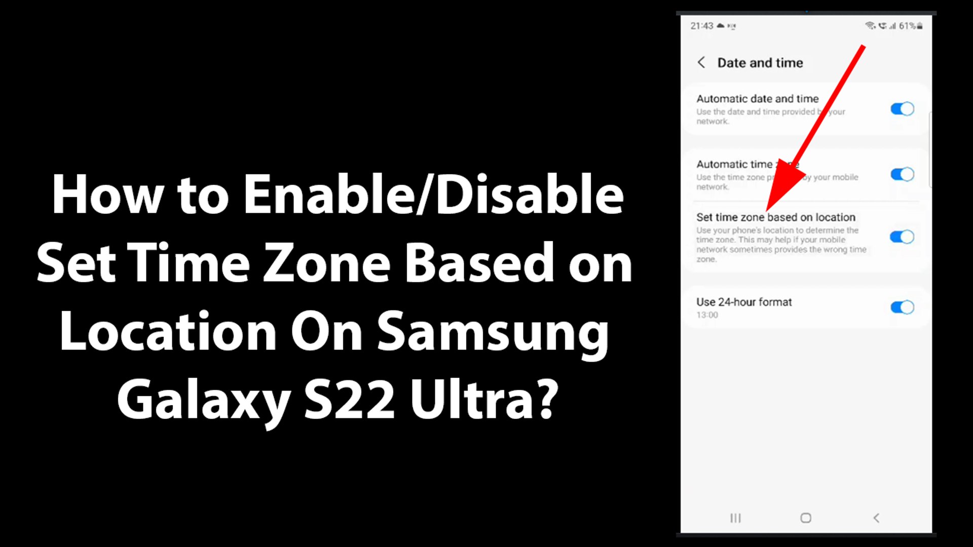 How to Enable/Disable Set Time Zone Based on Location On Samsung Galaxy S22 Ultra? video Dailymotion