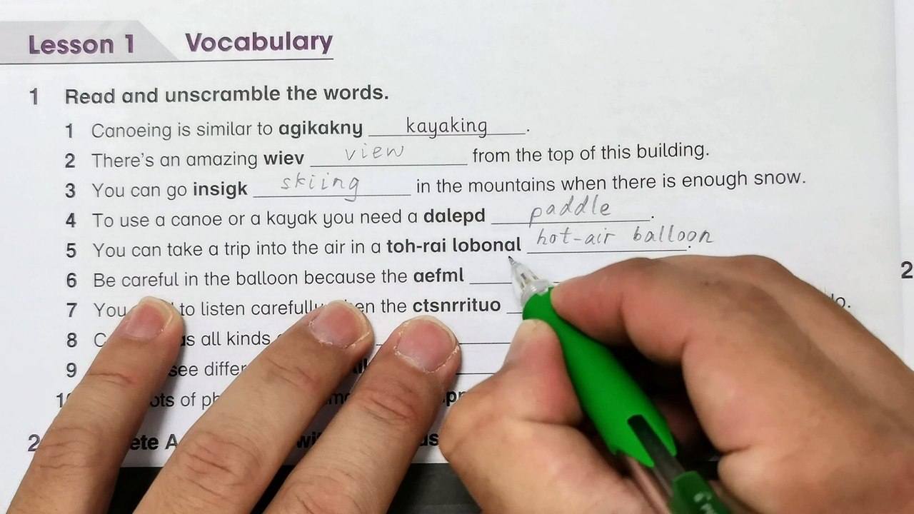 Year 6 Academy Stars Workbook Answer Page 28Unit 3 Adventure timeLesson 1 Vocabulary