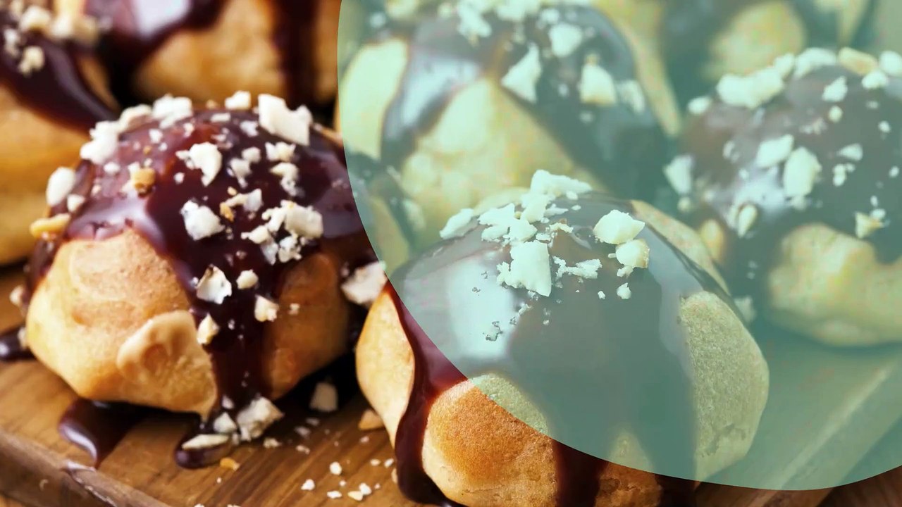 Profiteroles crème pâtissière, sauce chocolat