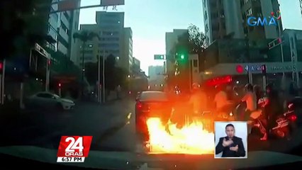Langis na tumagas mula sa kotse, biglang nagliyab | 24 Oras