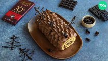 Bûche de Noël au chocolat et biscuit pâte à choux