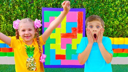 Roma and Diana play outdoor games  Funny stories for kids