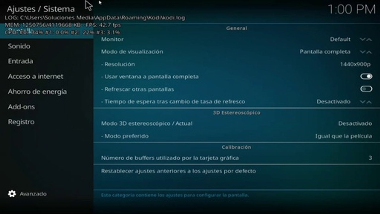 Errores de registro en Kodi