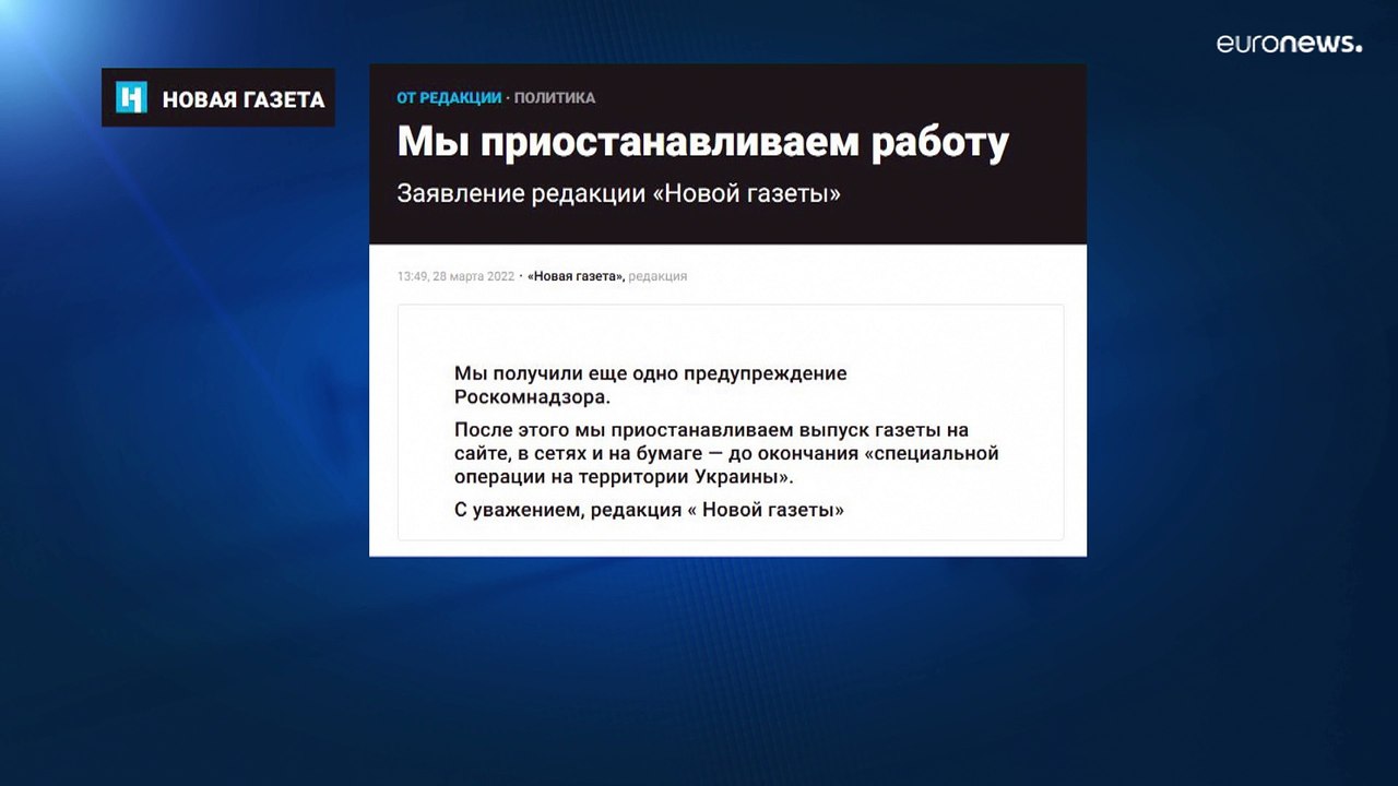 Zensur in russland: "nowaja gazeta" erscheint vorübergehend nicht mehr