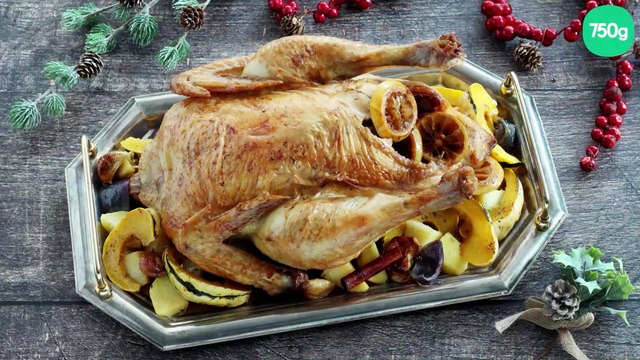 Chapon aux épices et légumes sautés au miel